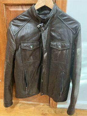 Banana Republic Chocolate Brown Leather Bomber Jacket Size S
